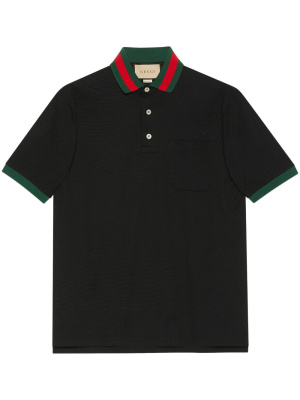 

Web stripe-collar piqué polo shirt, Gucci Web stripe-collar piqué polo shirt