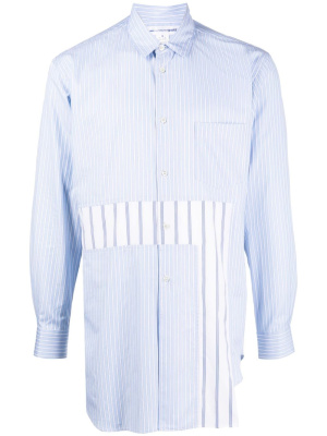

Asymmetric striped panelled cotton shirt, Comme Des Garçons Shirt Asymmetric striped panelled cotton shirt