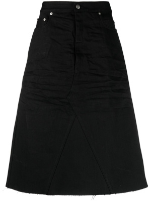 

Distressed-finish knee-length denim skirt, Rick Owens Distressed-finish knee-length denim skirt