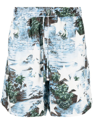 

Silk graphic-print bermuda shorts, AMIRI Silk graphic-print bermuda shorts