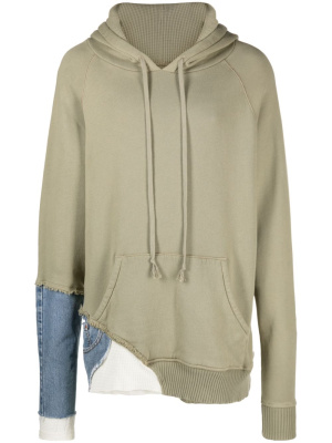 

Layered drawstring jersey hoodie, Greg Lauren Layered drawstring jersey hoodie