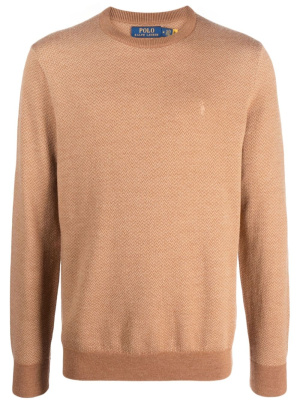 

Logo-embroidered herringbone wool jumper, Polo Ralph Lauren Logo-embroidered herringbone wool jumper