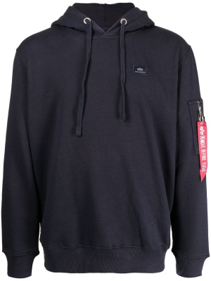 

Logo patch rib-trimmed hoodie, Alpha Industries Logo patch rib-trimmed hoodie