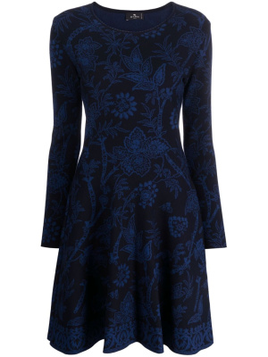 

Floral-jacquard fluted minidress, ETRO Floral-jacquard fluted minidress