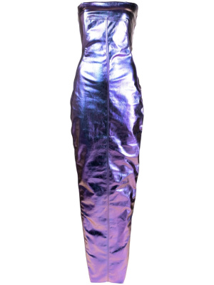 

Metallic denim bustier gown, Rick Owens Metallic denim bustier gown