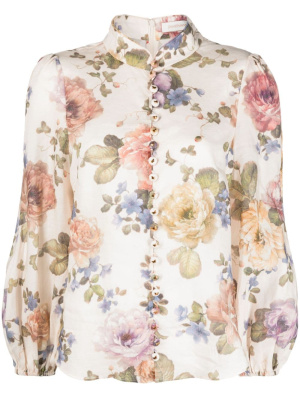 

Luminosity floral-print puff-sleeve blouse, ZIMMERMANN Luminosity floral-print puff-sleeve blouse