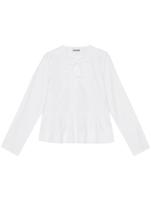 

Tie-fastening organic cotton blouse, GANNI Tie-fastening organic cotton blouse