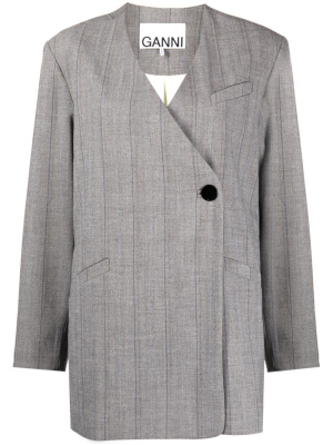 

Herringbone-pattern buttoned blazer, GANNI Herringbone-pattern buttoned blazer