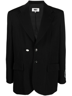

Logo-patch single-breasted blazer, MM6 Maison Margiela Logo-patch single-breasted blazer