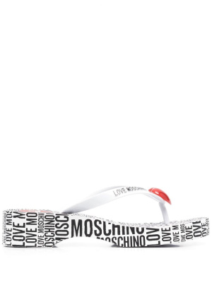 

Logo-print open-toe mules, Love Moschino Logo-print open-toe mules
