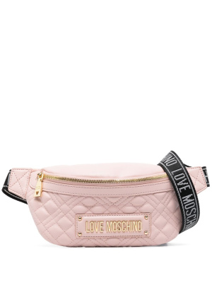 

Quilted logo-plaque belt bag, Love Moschino Quilted logo-plaque belt bag