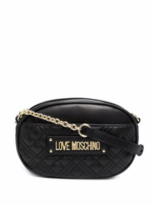 

Quilted logo-plaque crossbody bag, Love Moschino Quilted logo-plaque crossbody bag