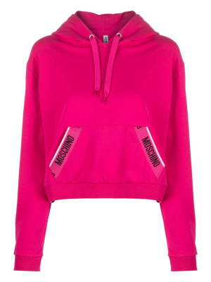 

Cropped logo-print cotton hoodie, Moschino Cropped logo-print cotton hoodie