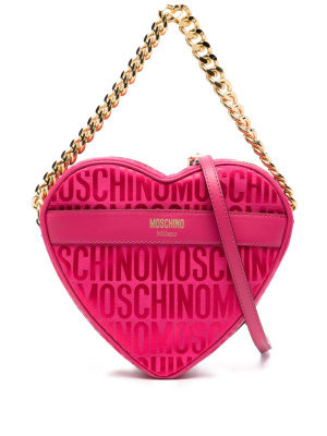 

Logo-jacquard heart shoulder bag, Moschino Logo-jacquard heart shoulder bag