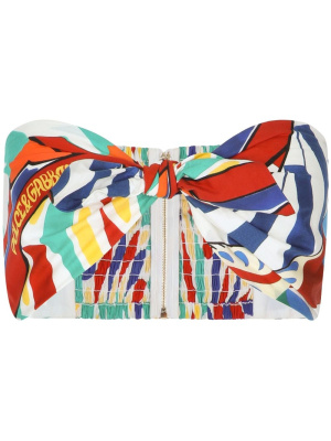 

Mix-print cropped bandeau top, Dolce & Gabbana Mix-print cropped bandeau top