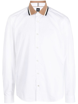 

Spread-collar stripe-detail shirt, BOSS Spread-collar stripe-detail shirt