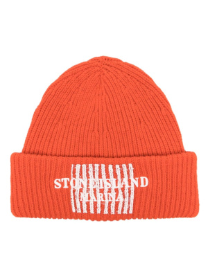

Logo-embroidery ribbed beanie, Stone Island Logo-embroidery ribbed beanie