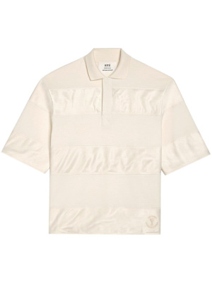 

X Antoine Dupont satin-stripe polo shirt, AMI Paris X Antoine Dupont satin-stripe polo shirt