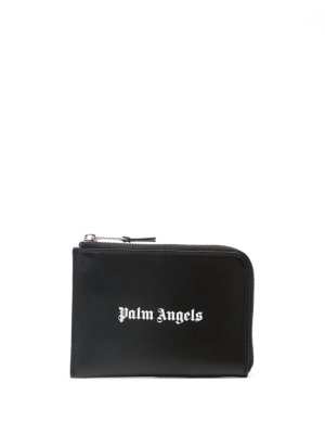 

Logo-print leather cardholder, Palm Angels Logo-print leather cardholder