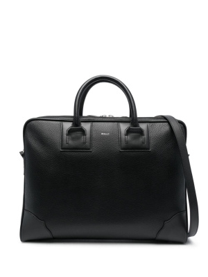 

Logo-print leather briefcase, Bally Logo-print leather briefcase