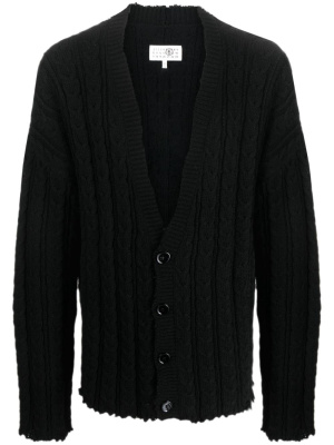 

Raw-cut cable-knit cardigan, MM6 Maison Margiela Raw-cut cable-knit cardigan