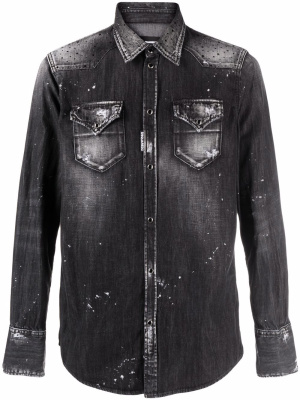 

Distressed denim shirt, Dsquared2 Distressed denim shirt