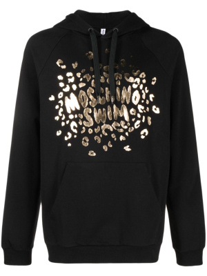 

Logo-flocked stretch-cotton hoodie, Moschino Logo-flocked stretch-cotton hoodie