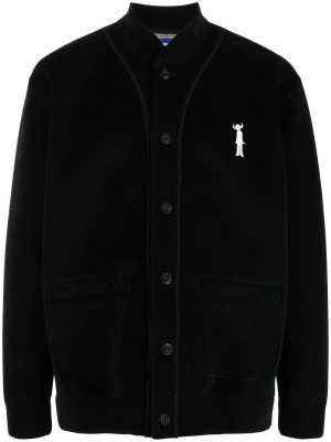 

Logo-patch button-up velvet jacket, Junya Watanabe MAN Logo-patch button-up velvet jacket