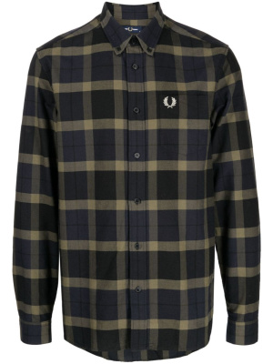 

Laurel Wreath-embroidered checkered shirt, Fred Perry Laurel Wreath-embroidered checkered shirt