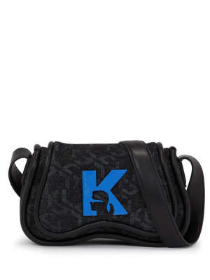 

Small logo-plaque denim crossbody bag, Karl Lagerfeld Jeans Small logo-plaque denim crossbody bag