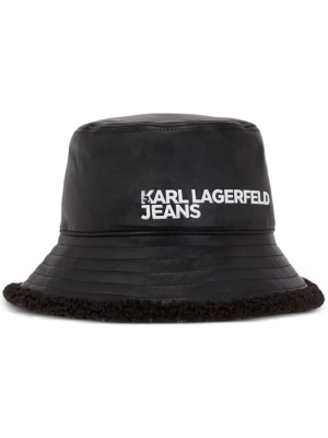 

Faux-leather logo-embossed bucket hat, Karl Lagerfeld Jeans Faux-leather logo-embossed bucket hat