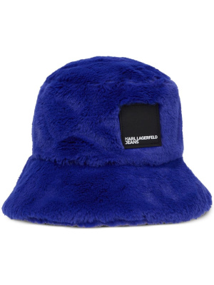 

Faux-fur logo-patch bucket hat, Karl Lagerfeld Jeans Faux-fur logo-patch bucket hat