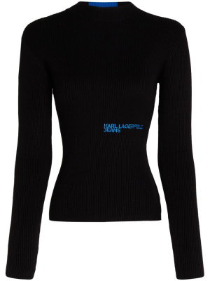 

Logo-embroidered ribbed-knit jumper, Karl Lagerfeld Jeans Logo-embroidered ribbed-knit jumper