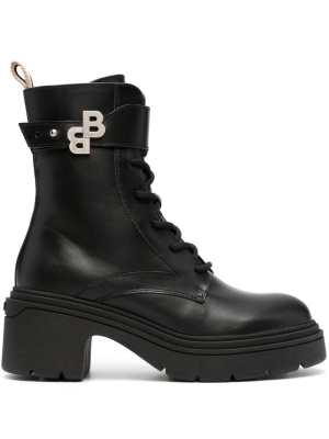 

Monogram-plaque 80mm leather combat boots, BOSS Monogram-plaque 80mm leather combat boots