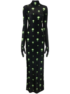 

Graphic-print long-sleeved maxi dress, VETEMENTS Graphic-print long-sleeved maxi dress