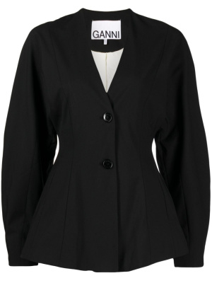 

V-neck single-breasted blazer, GANNI V-neck single-breasted blazer