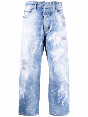 

Distressed paint-splattered wide-leg jeans, Dsquared2 Distressed paint-splattered wide-leg jeans