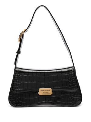 

Logo-engraved faux-leather shoulder bag, Emporio Armani Logo-engraved faux-leather shoulder bag
