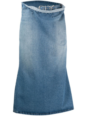 

Cowl-effect flared denim skirt, Y/Project Cowl-effect flared denim skirt
