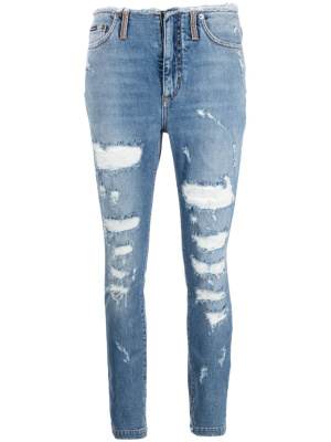 

Distressed-finish skinny-cut jeans, Dolce & Gabbana Distressed-finish skinny-cut jeans