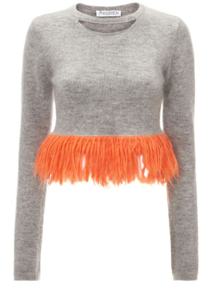 

Fringed-hem knitted jumper, JW Anderson Fringed-hem knitted jumper