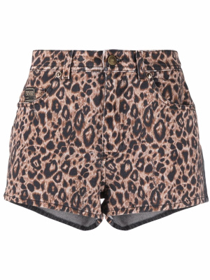 

Leopard-print denim shorts, Versace Jeans Couture Leopard-print denim shorts