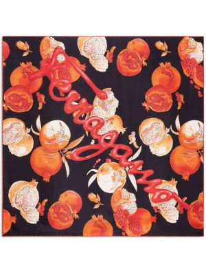 

Pomegranate-print silk foulard, Ferragamo Pomegranate-print silk foulard