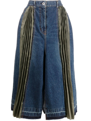 

Front-slit midi pleated skirt, Sacai Front-slit midi pleated skirt