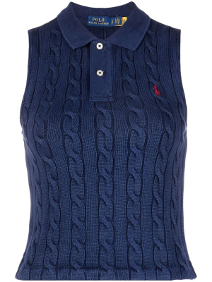 

Cable-knit polo vest, Polo Ralph Lauren Cable-knit polo vest