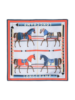 

Horse-race print silk scarf, Longchamp Horse-race print silk scarf