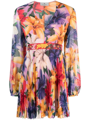 

Floral-print pleated mini dress, ETRO Floral-print pleated mini dress