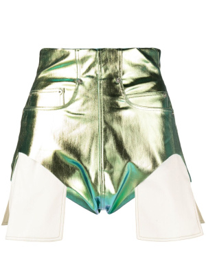 

Iridescent-finish high-waisted shorts, Rick Owens Iridescent-finish high-waisted shorts