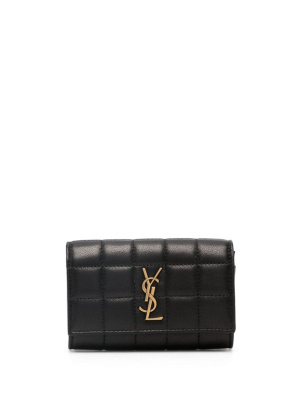

Logo-lettering quilted leather wallet, Saint Laurent Logo-lettering quilted leather wallet