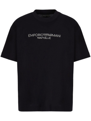 

Logo-embroidered cotton T-shirt, Emporio Armani Logo-embroidered cotton T-shirt